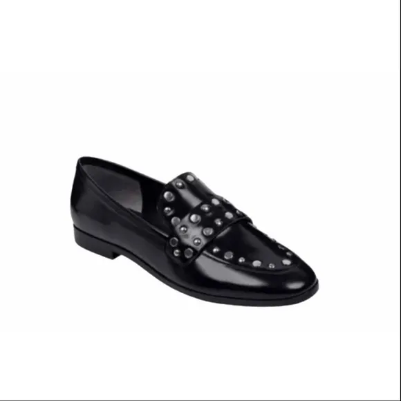 Marc Fisher Zimma Studded Loafer Flats |Marc Fisher Black Leather Flat Shoes 6.5