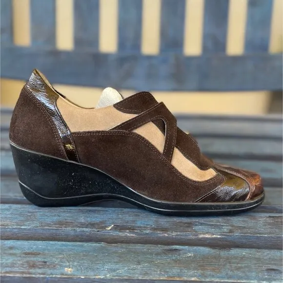 Mauri Women Suprema 8651 Rare Sport Italian Sneakers 9 Tan/Brown Crocodile Suede