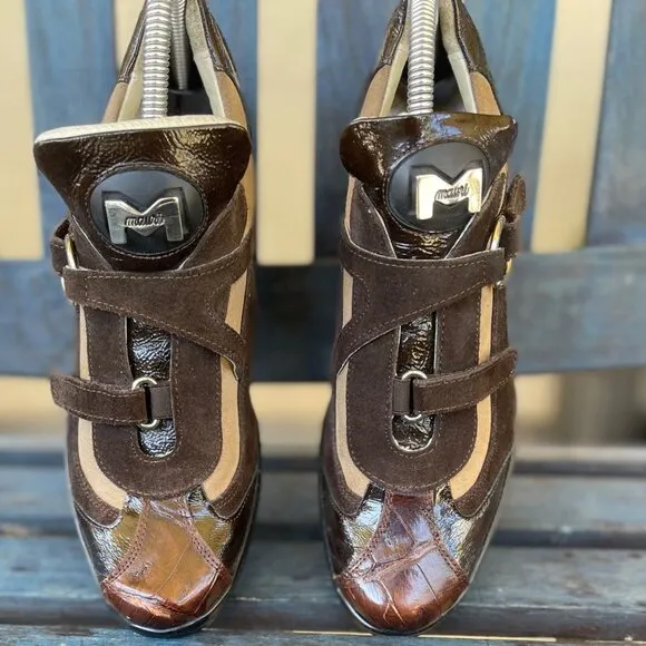 Mauri Women Suprema 8651 Rare Sport Italian Sneakers 9 Tan/Brown Crocodile Suede