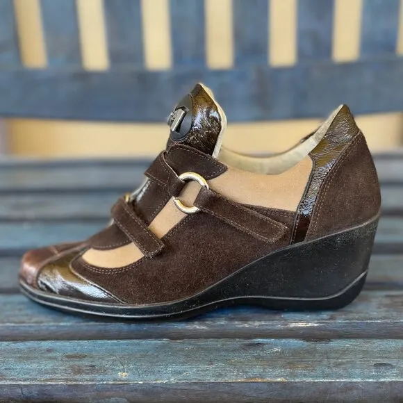 Mauri Women Suprema 8651 Rare Sport Italian Sneakers 9 Tan/Brown Crocodile Suede