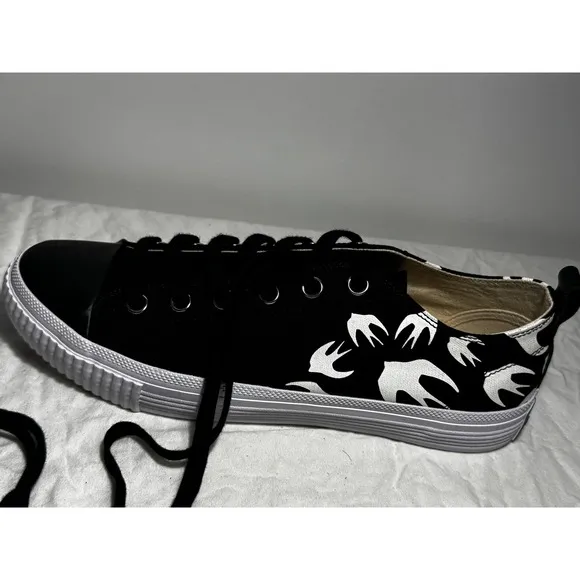 McQ Alexander McQueen Sneakers Low Top Canvas Birds Print Black Mens
