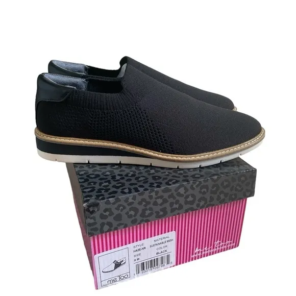 Me Too New Haze Slip-On Wedge Black Knit Shoe Women’s Size 9 NIB