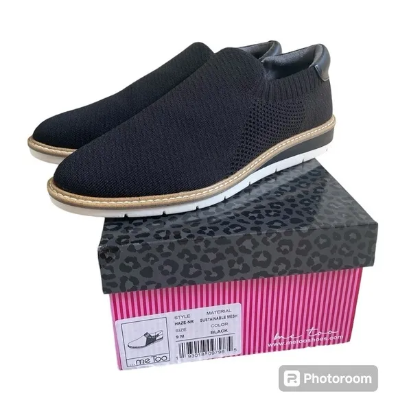 Me Too New Haze Slip-On Wedge Black Knit Shoe Women’s Size 9 NIB