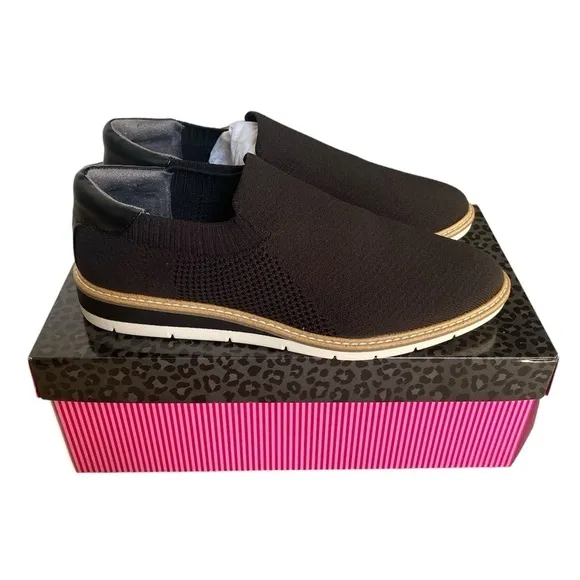 Me Too New Haze Slip-On Wedge Black Knit Shoe Women’s Size 9 NIB
