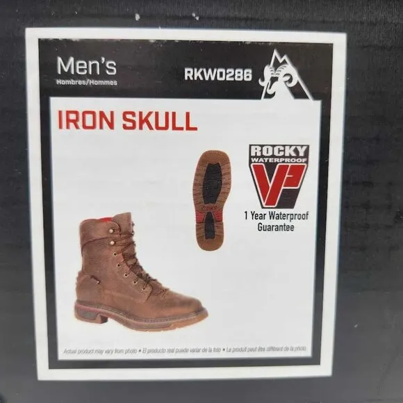Men's 8.5 Rocky Iron Skull lacer western waterproof boots RKW0286