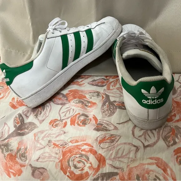 Men's Adidas Originals Superstar Green and White Shoes