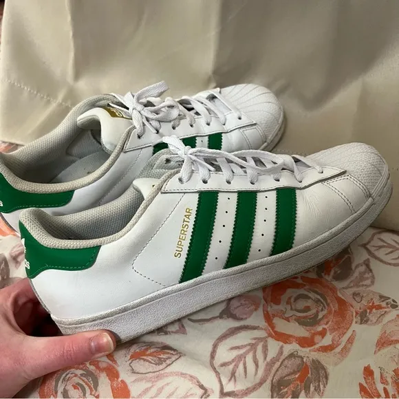 Men's Adidas Originals Superstar Green and White Shoes