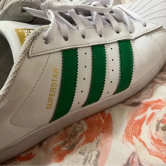 Men's Adidas Originals Superstar Green and White Shoes