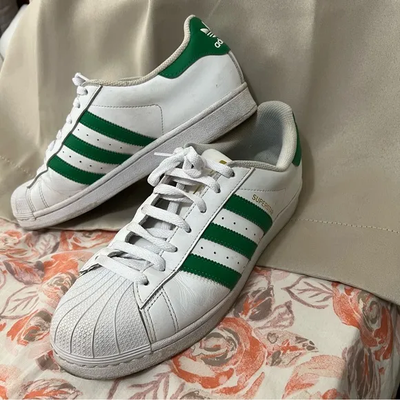 Men's Adidas Originals Superstar Green and White Shoes