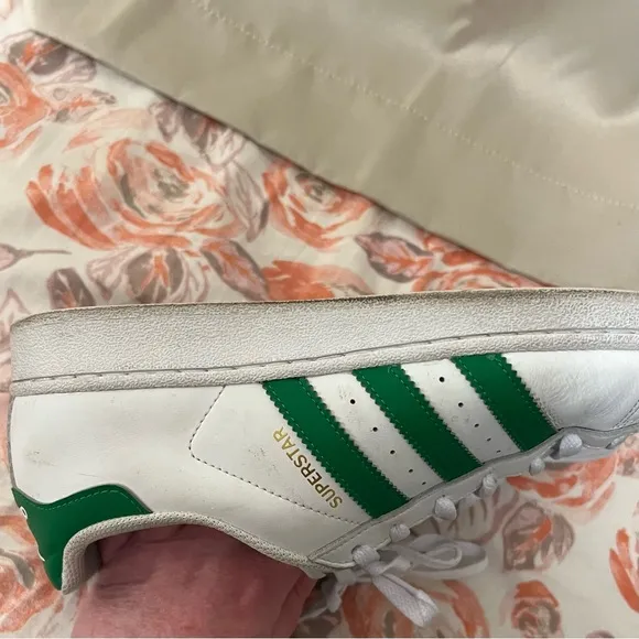 Men's Adidas Originals Superstar Green and White Shoes
