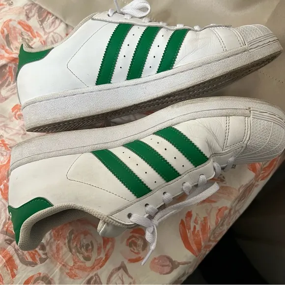 Men's Adidas Originals Superstar Green and White Shoes