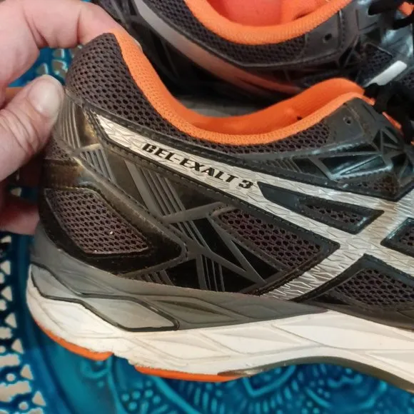 Men's Asics Gel Exalt 3 Black/Orange/Gray Running Active Sneakers Size 13
