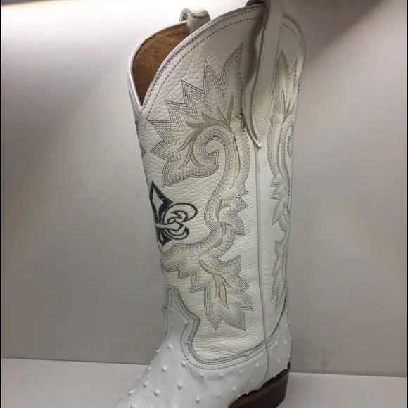 Men’s Cowboy Boots Ostrich Print Leather Rodeo