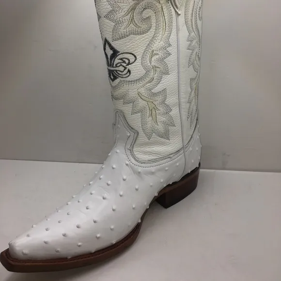 Men’s Cowboy Boots Ostrich Print Leather Rodeo