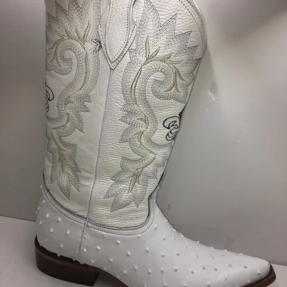 Men’s Cowboy Boots Ostrich Print Leather Rodeo