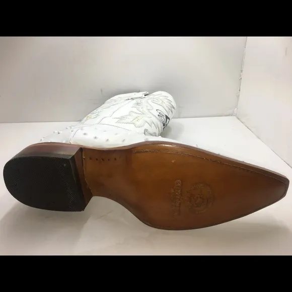 Men’s Cowboy Boots Ostrich Print Leather Rodeo