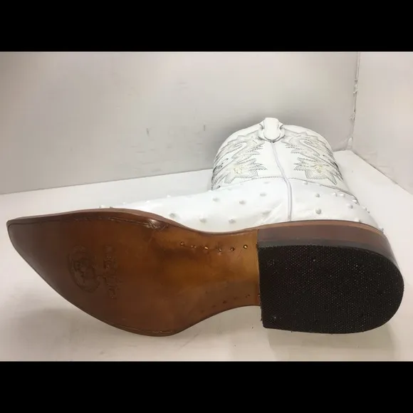 Men’s Cowboy Boots Ostrich Print Leather Rodeo