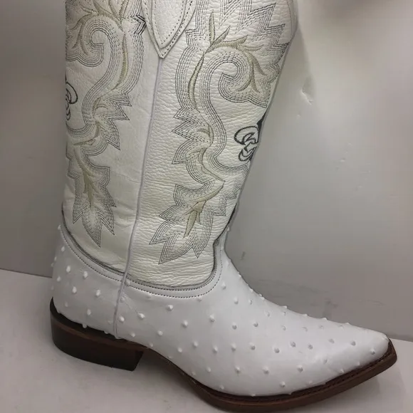 Men’s Cowboy Boots Ostrich Print Leather Rodeo