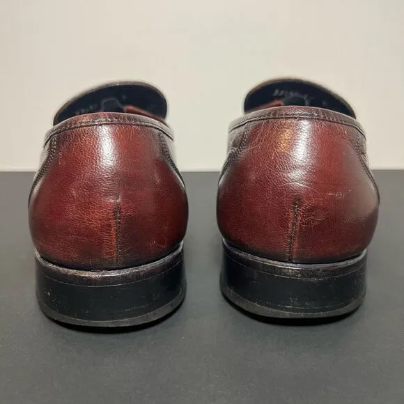 Mens FLORSHEIM Como Cognac Brown Leather Slip On Loafers / Size 10 Medium
