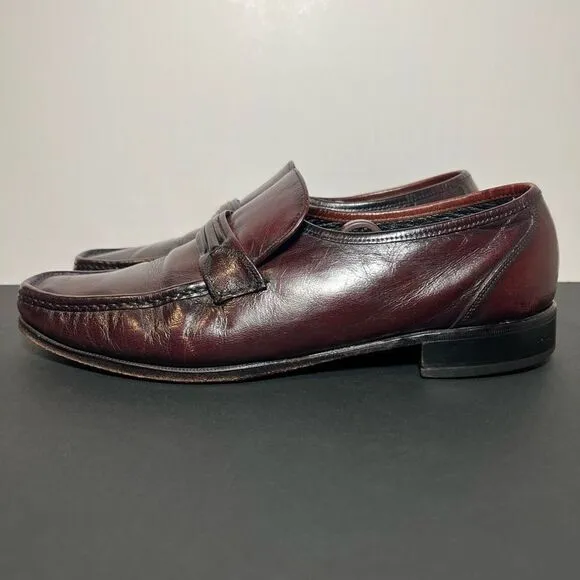 Mens FLORSHEIM Como Cognac Brown Leather Slip On Loafers / Size 10 Medium