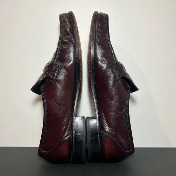 Mens FLORSHEIM Como Cognac Brown Leather Slip On Loafers / Size 10 Medium