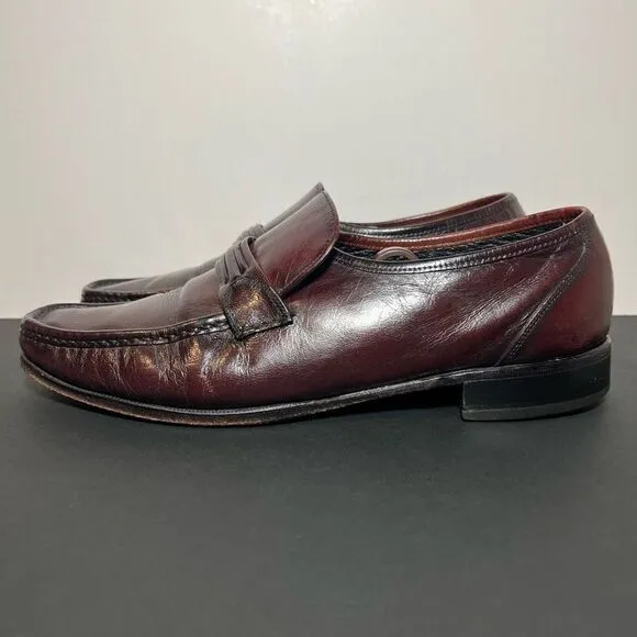 Mens FLORSHEIM Como Cognac Brown Leather Slip On Loafers / Size 10 Medium