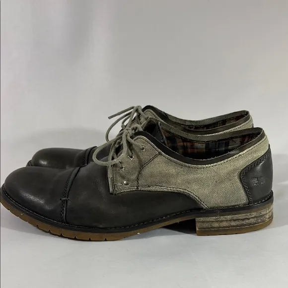 Men's Gray Leather and Canvas Shoes