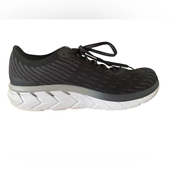 Men's HOKA Black Gray Clinton 5 Knit One One Running Athletic Shoes Size 10