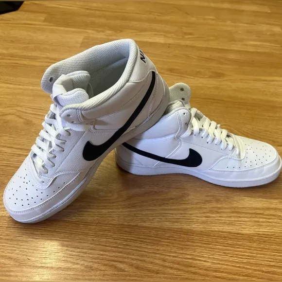 MEN'S NIKE COURTVISION MID NN WHITE/BLACK TENNIS SHOES SNEAKERS