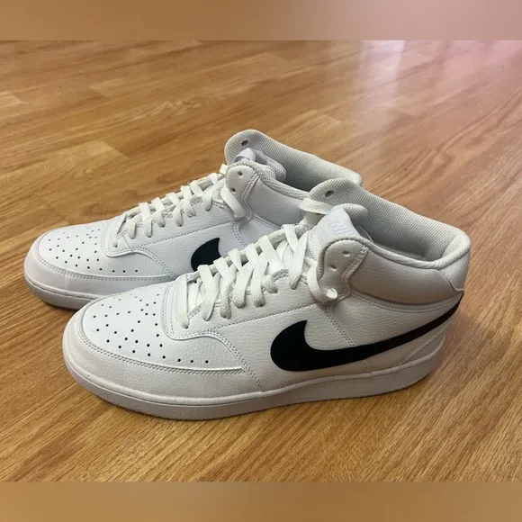 MEN'S NIKE COURTVISION MID NN WHITE/BLACK TENNIS SHOES SNEAKERS
