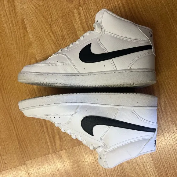 MEN'S NIKE COURTVISION MID NN WHITE/BLACK TENNIS SHOES SNEAKERS