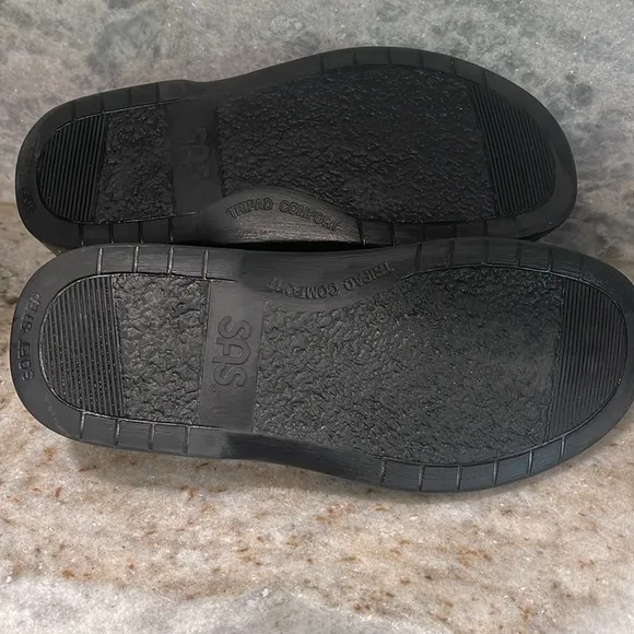 Men's SAS Black Leather Slip-On Shoes