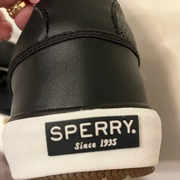 Mens Size 13 US Sperry Halyard Retro Shoes Lace Up Core Black Sneakers Casual