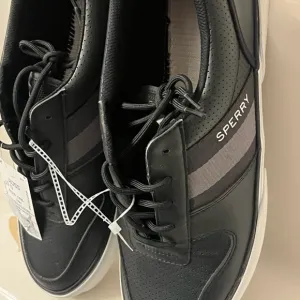 Mens Size 13 US Sperry Halyard Retro Shoes Lace Up Core Black Sneakers Casual