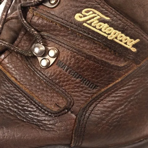 Mens Thorogood WP Safety Toe Leather Slip Resistant Work Lace Up Boots USA Made