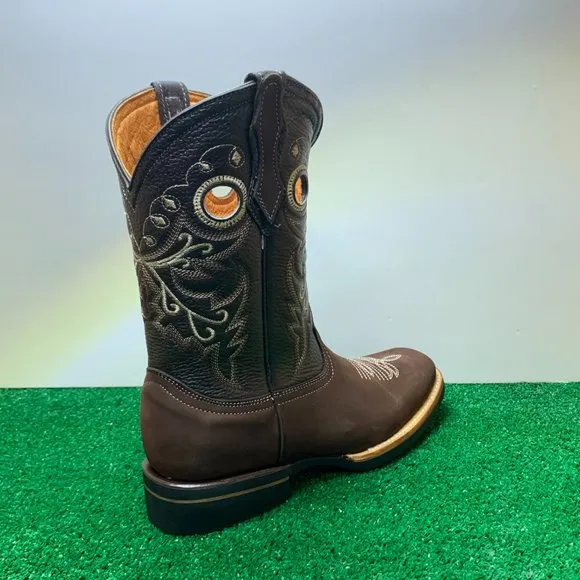 Men’s Western Cowboy Rodeo Square Toe Leather Boots Hand made Botas Vaqueras
