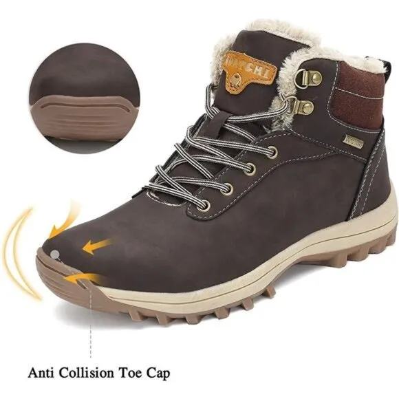 Men's Winter Snow Boots Warm Ankle Anti-Slip Water Resistant Hiking Walking