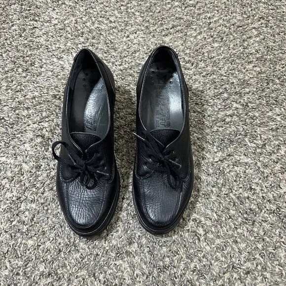 Mephisto Air Jet Black Lace Casual Wedge Comfort Shoes Oxford Womens US 6.5