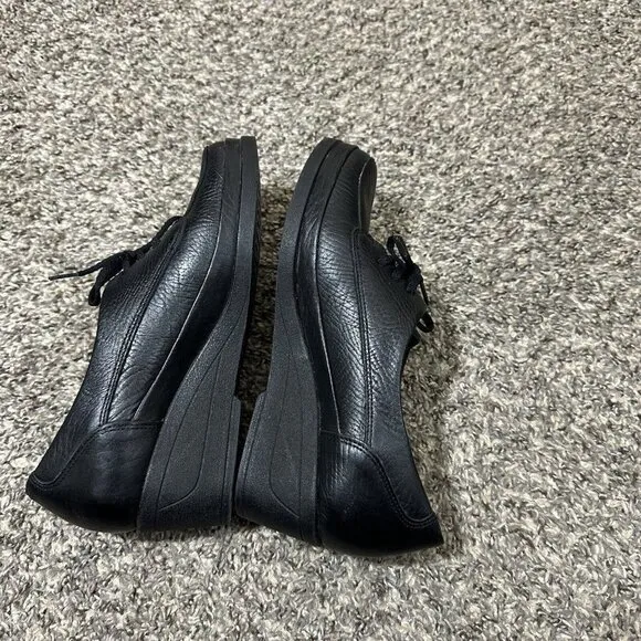Mephisto Air Jet Black Lace Casual Wedge Comfort Shoes Oxford Womens US 6.5