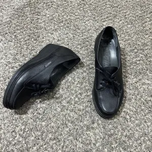 Mephisto Air Jet Black Lace Casual Wedge Comfort Shoes Oxford Womens US 6.5