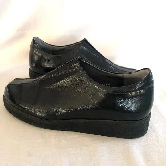 Mephisto womens air relax black leather slip on loafer shoes size 8
