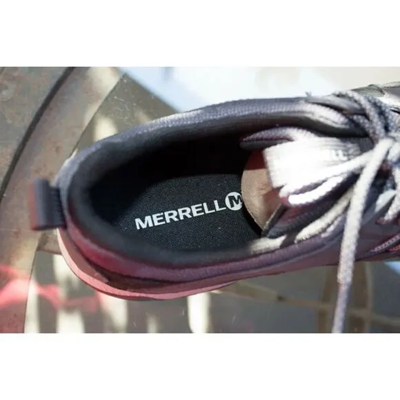 Merrell 1SIX8 Lace Leather Hiking Shoes Black Grey Mens Size 12us