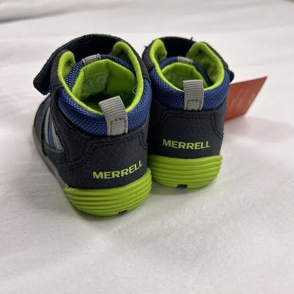 Merrell Bare Steps Shoes Boy's Size 4W Ridge Jr Hiking Boots Leather Blue Green
