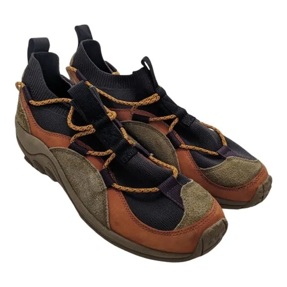 Merrell Jungle Moc Explorer Hiking Shoes Mens Size 10 Orange Beige Suede J003571