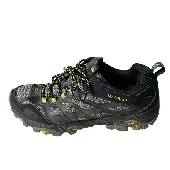 MERRELL Men’s Moab FST Olive Mesh Hiking Shoes Black Gray Yellow 9