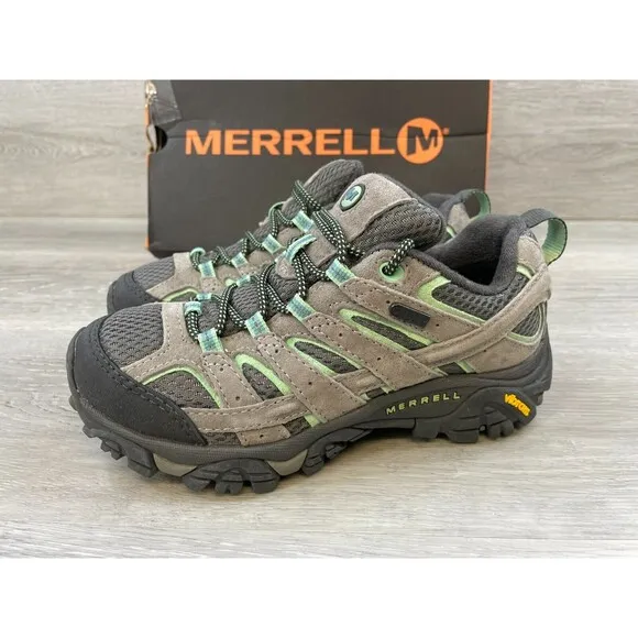 Merrell Moab 2 J06028 Women's 5M Gray Suede Mesh WP Casual Hiking Sneaker Shoes
