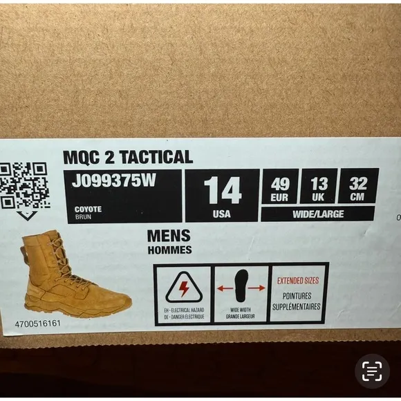 Merrell MQC 2 Tactical Boots Coyote J099375W Size 14W Slip Oil Resistant