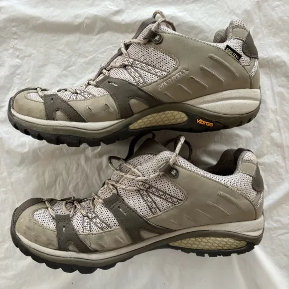 Merrell Siren Sport 3 GORE-TEX Hiking Shoes gray white Vibram soles SZ 9 NWOT