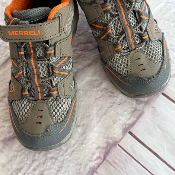 Merrell Trail Chaser Gray and Orange Sneakers with Quick-Lace System