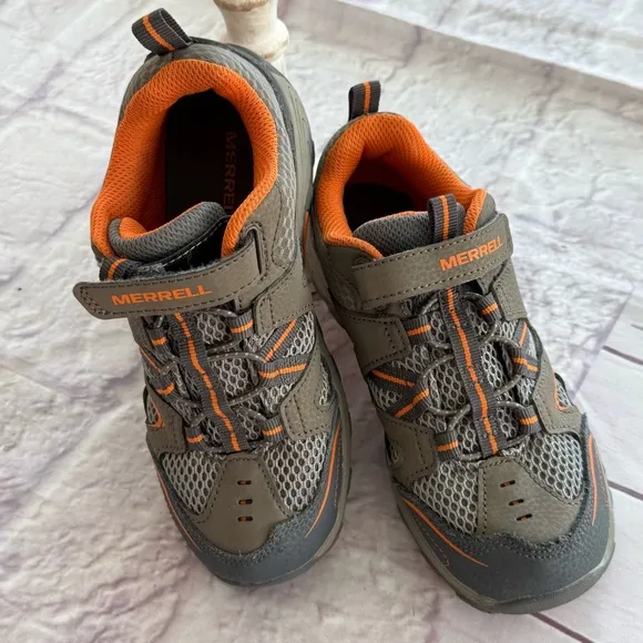 Merrell Trail Chaser Gray and Orange Sneakers with Quick-Lace System